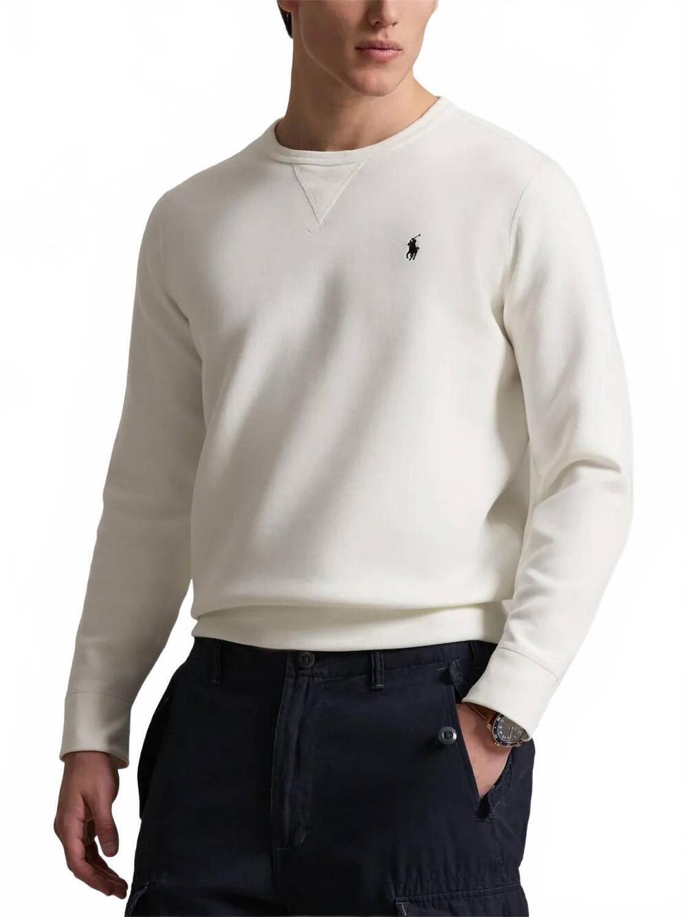 NEW RALPH LAUREN fleece sweatshirt in white